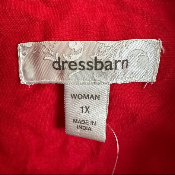 NWT Dressbarn Woman size 1X Red Eyelet Lace Button Up Tank Top Blouse Summer New - Picture 2 of 6